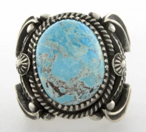9 - Anello turchese persiano naturale dell'artista Navajo Delbert Gordon - Foto 1 di 4