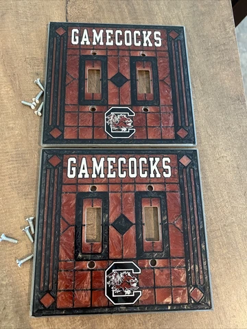 South Carolina Gamecocks Glass Double Switch Plate Cover-qty 2 Cover