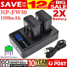 2x NP-FW50 Battery +LCD Dual Charger for Sony Alpha A7 A7R A7S A6000 A6300 A6500