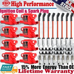 High Performance UF413 Ignition Coil+Spark Plug+Wire For Chevy GMC 5.3L 6.2L V8 - Picture 1 of 20