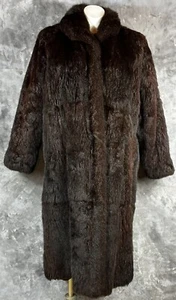 Custom Dark Brown Dyed Opossum Fur Women's Reversible Coat sz 20 or 2X (14807) - Picture 1 of 20
