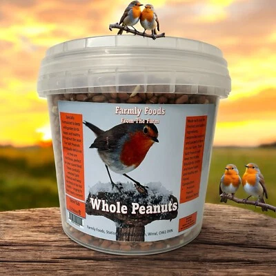 FARMLY FOODS Wild Bird Whole Peanuts In A 5 Litre Tub Includes FREE Bird Seed In A Can