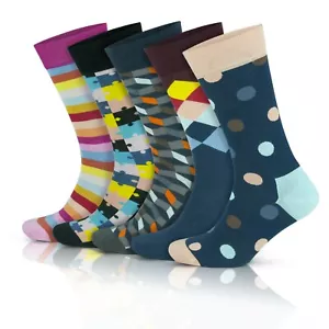 Men's Bamboo Socks, Colourful happy socks, soft breathable gift box UK size 6-11 - Picture 1 of 10