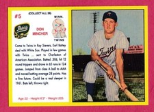 1961 Peters Meats Art Card # 5 Don Mincher -- Minnesota Twins