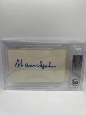 Warren Spahn Signed Index Card Beckett Auto - Image 1 of 2