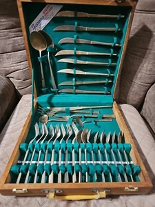 James Jewellers Bronzeware Flatware Cutlery Wood Box Thailand - 31 Pieces (A) - Picture 1 of 7