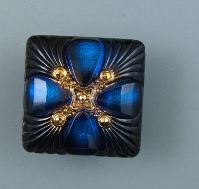 COLORFUL CZECH GLASS BUTTON - - Image 1 of 4