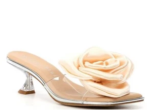 Gianni Bini Alana Clear Satin Flower Dress Shoes Sandals Size 7. Wedding Vibe - Picture 1 of 8