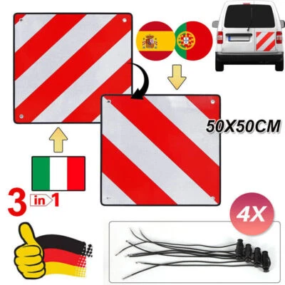 Warning Sign for Italy Aluminium Reflective 500x500mm Red White - Image 1 of 4