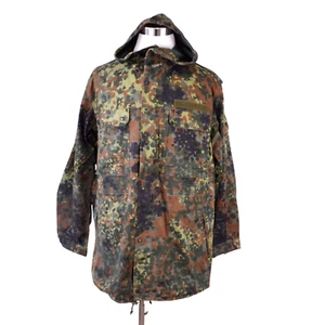 German Bundeswehr Flecktarn Camo Military Parka Jacket GR3 XL Short Hood - Picture 1 of 14