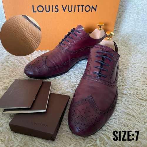 LOUIS VUITTON（LV） Scarpe da lavoro Louis Vuitton a coda di rondine in pelle marrone taglia 7 US circa 8 per uomo