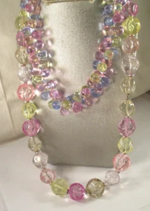2 Vintage 1980'S-90'S PASTEL LUCITE PLASTIC BEADED NECKLACES - Picture 1 of 9
