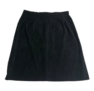 Vintage 90er DJ Sommer Rock Damen 16 schwarz Nadelstreifen Bleistiftschlitz Kunst-Wildleder USA - Bild 1 von 11