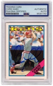 Chris Sabo Signed 1988 Topps Traded Rookie Card #98T (PSA Authentic) - Picture 1 of 2