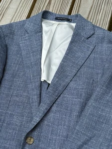 Suitsupply Havana 38L Blue Sport Coat Slim Fit E Thomas Wool Silk Linen Cashmere - Picture 1 of 16