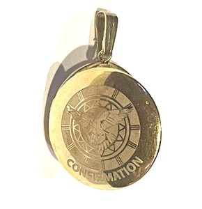 14k Gelbgold Konfirmation Medaillon Anhänger Dia Charm 2,9g Nachlass Vintage - Bild 1 von 7