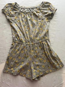 Old Navy girls size Medium 8 Gray With Yellow Flower Sunflowers Romper - Picture 1 of 7