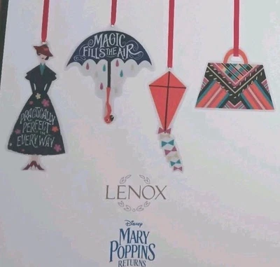 Mary Poppins Returns Lenox Set of 4 Ornaments New in Box Disney Christmas  - Image 1 of 4
