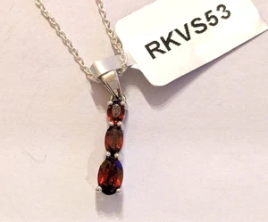 Gemporia sterling silver and imperial garnet three stone pendant necklace - Picture 1 of 11