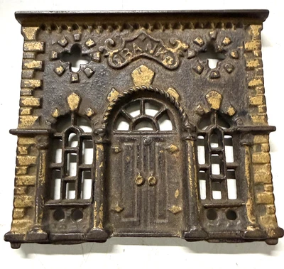 Front Piece Only of a Roof Bank J E Stevens c 1887 Cast Iron Still Bank Original - Image 1 of 3