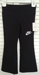 Nike Girls Size 3-4 Years Old Black Flare Leg Bell Bottom Leggings New - Picture 1 of 5