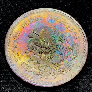 1948 Mexico 5 Pesos Silver — Uncirculated— Toning Coin - Picture 1 of 7