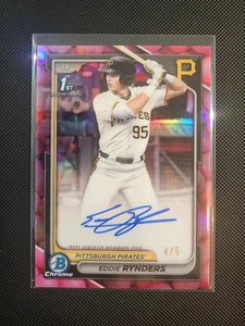 Bowman Draft Eddie Rynders 2024 primer paquete de bocadillos cromado automático/5 chicles de goma  - Imagen 1 de 2
