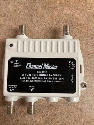 Channel Master CM-3412  - 2 Port TV Signal Amplifier Antenna , HDTV  White - Image 1 of 4