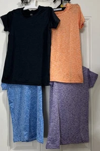 Real Essentials 4 Pack: Girls Short Sleeve Dry-Fit Crew Neck Active Size XS - Picture 1 of 12