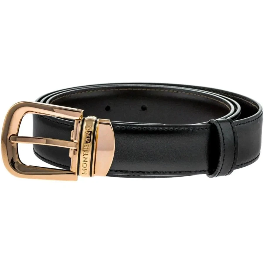 Nuevo Cinturón Montblanc Clásico Hebilla Trapecio Reversible Cuero Negro/Marrón 109737 Foto 1 de 1