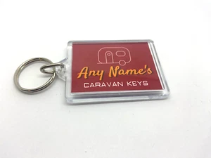 Personalised Caravan keyring - Add a name - Red Design - Camper Van Keys - Foto 1 di 11
