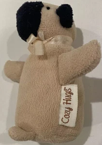Cozy Hugs Puppy Dog Mini Plush Stuffed Animal Soft Toy Tan Black Bow - Picture 1 of 4