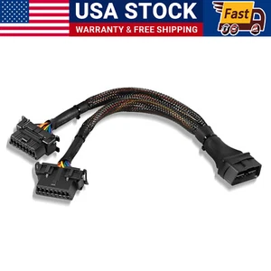 For OBD II OBD 2 16Pin Splitter Extension Cable Male Dual Female Y Cable Adapter - Picture 1 of 8