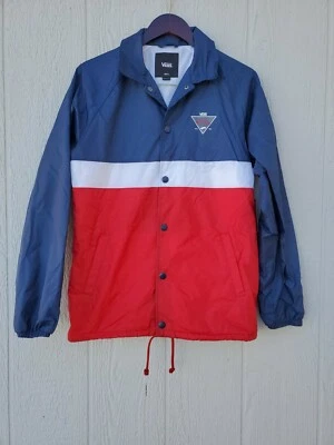 VANS X Skateboard Coach Windbreaker Jacket Red White and Blue Men Size Small NEW - Image 1 of 4
