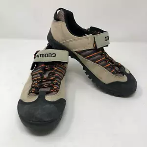 Shimano SPD Mens Strap Lace Up Brown Black Cycling Shoes Sz 7 Leather Bicycle - Picture 1 of 11
