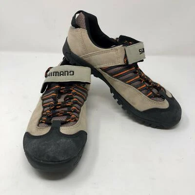 Shimano SPD Mens Strap Lace Up Brown Black Cycling Shoes Sz 7 Leather Bicycle - Image 1 of 4