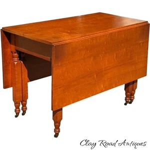 Antique tiger maple & Birdseye maple dining table 1840s clean country look - Picture 1 of 24