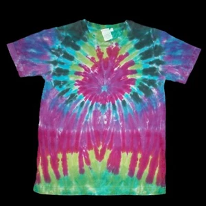 Organic Tie Dye Child T-Shirt 6 Peacock Sunburst Hippie Kids Tye Dyed Fair Trade - Picture 1 of 1