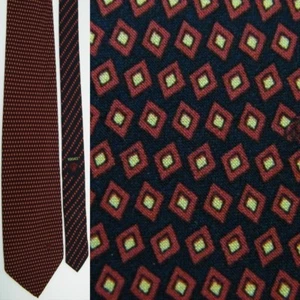 GIANNI VERSACE ITALY RED NAVY BLUE YELLOW DIAMOND POLKA DOT STRIPE NECKTIE TIE - Picture 1 of 4