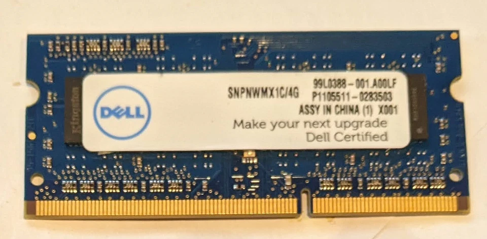 Dell Certified 4GB module PC3-12800 DDR3-1600MHz  1.35V Memory RAM SNPNWMX1C/4G - Image 1 of 1