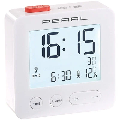 PEARL Digitaler Reise-Funk-Wecker mit Thermometer und beleuchtetem Display - Bild 1 von 4