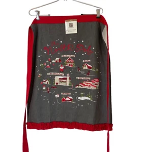 Hofburg Interiors Damen Weihnachten Urlaub Schürze The North Pole Baumwolle rot grau - Bild 1 von 8