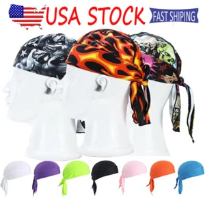 Cooling Do Rag Skull Cap Head Wrap Headwear Biker Doo Du Dew Bandana Hat Cap US - Picture 1 of 53