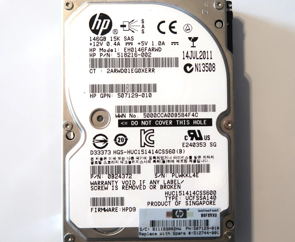 Hitachi HUC151414CSS600 0B24372 HPD9 518216-002 15K 146gb SAS 2.5" HDD - Image 1 of 1