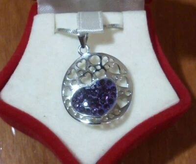 Collana in argento 925 pendente cuore e zirconi lunga 44 cm prezzo offerta - Immagine 1 di 3