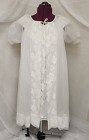 Robe de nuit vintage Miss Elaine double mousseline de soie florale dentelle chemise de nuit et robe peignoir blanc
