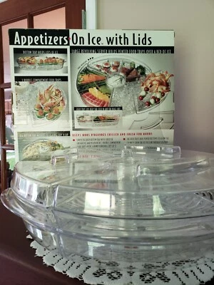 Prodyne Appetizers on Ice w/Lids, 4-Compartments A5-5L Clear Barely Used/EUC - Image 1 of 4