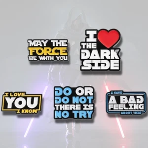 STAR WARS QUOTE PIN SET (5pcs) Five Iconic Enamel Lapel Brooch Pins Gift Lot - Picture 1 of 6