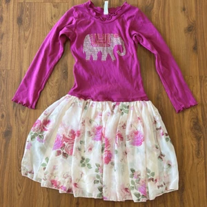 Mignone fuchsia long sleeve elephant dress with studs and floral bottom size 8 g - Picture 1 of 5