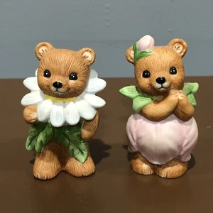 Vintage Porcelain HOMCO Flower Bear Figure's (Tulip & Daisy) - Picture 1 of 6